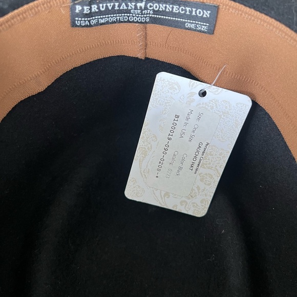 Peruvian Connection Gaucho Hat Wool | Wide Brim Black | One Size NWT - Picture 9 of 15